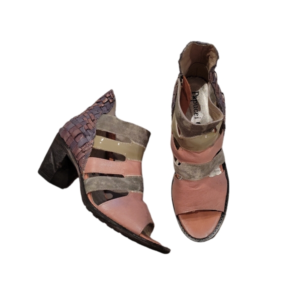 papucei Shoes - Papucei leather pink and gray heel gladiator sandal